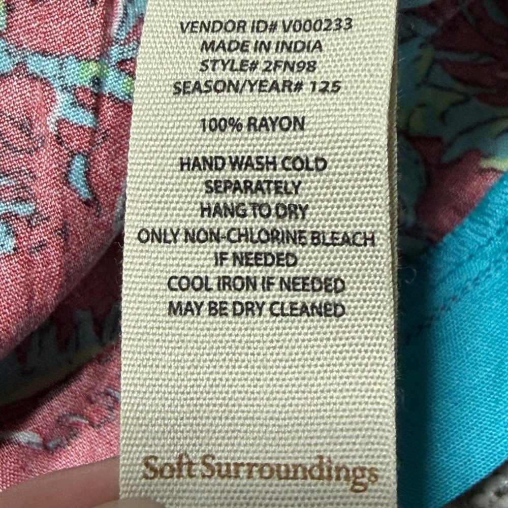 Soft Surroundings XL Kara Maxi Midi Dress Tiered Floral Red Teal - Picture 10 of 12